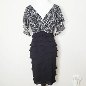 Adrianna Papell Black Polka Dot Tier Dress 4